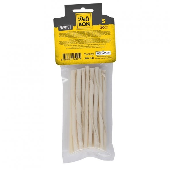 Delibon Burgu Çubuk Köpek Ödülü İnce Beyaz 20 Adet - Resim 2