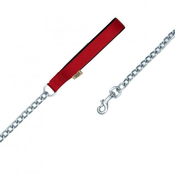 Doggie Dokuma Zincirli Köpek Gezdirme Kayışı M 4x110cm Kırmızı - Resim 2