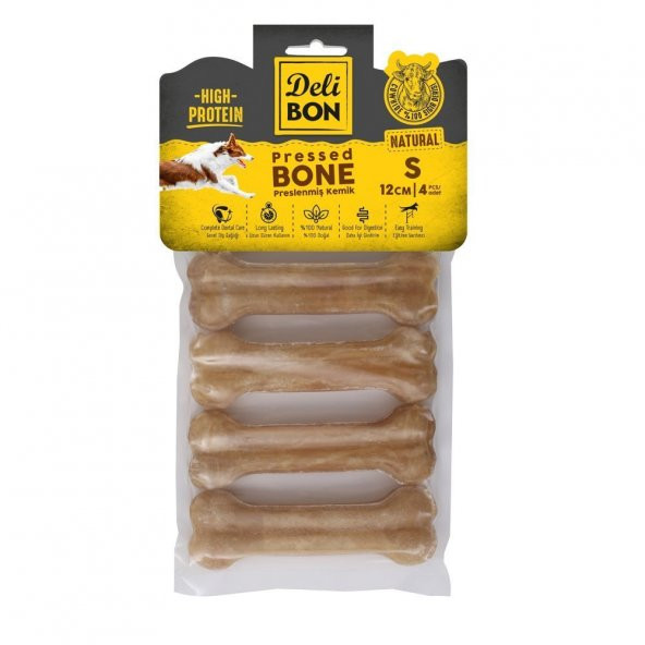 Delibon Pres Köpek Kemiği Naturel 12 Cm 4Lü