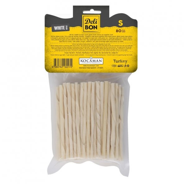 Delibon Burgu Çubuk Köpek Ödülü İnce Beyaz 80 Adet - Resim 2