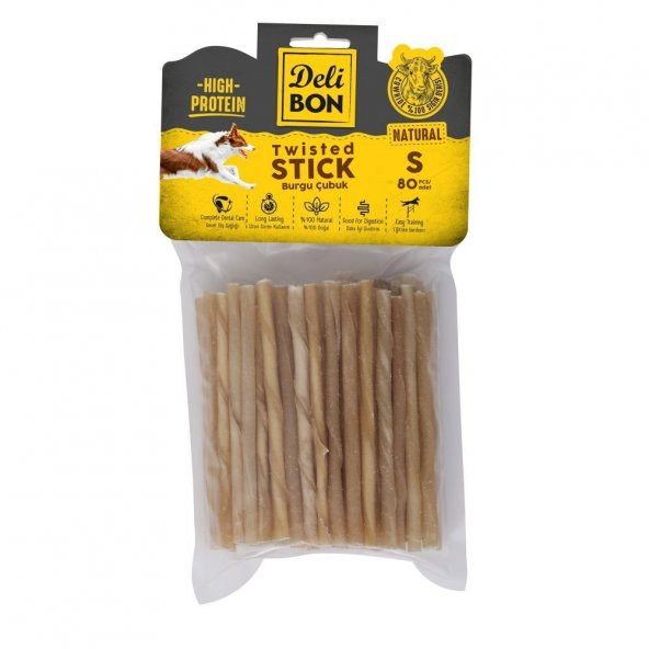 Delibon Burgu Çubuk Köpek Ödülü İnce Naturel 80 Adet ürün görseli 1