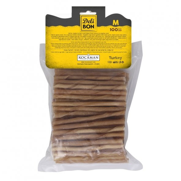 Delibon Burgu Çubuk Köpek Ödülü Kalın Naturel 100 Adet - 2