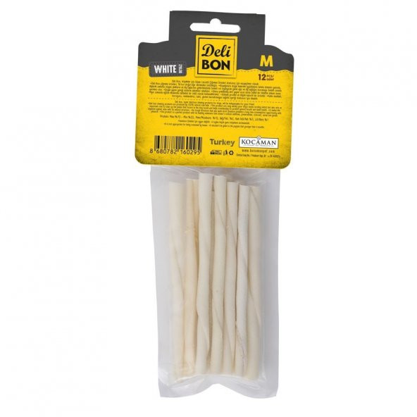 Delibon Burgu Çubuk Köpek Ödülü Kalın Beyaz 12 Adet - Resim 2