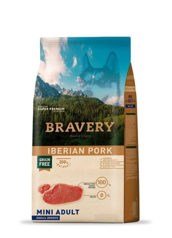Bravery Tahılsız İberian Pork Küçük Irk Yetişkin Köpek Maması 2 Kg