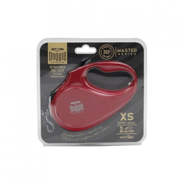 Doggie Master XSmall Şerit Otomatik Tasma 3 Metre Kırmızı