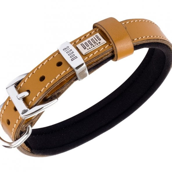 Doggie Deri Kemik Desenli Boyun Tasması M 2x35-40cm Camel - Resim 2