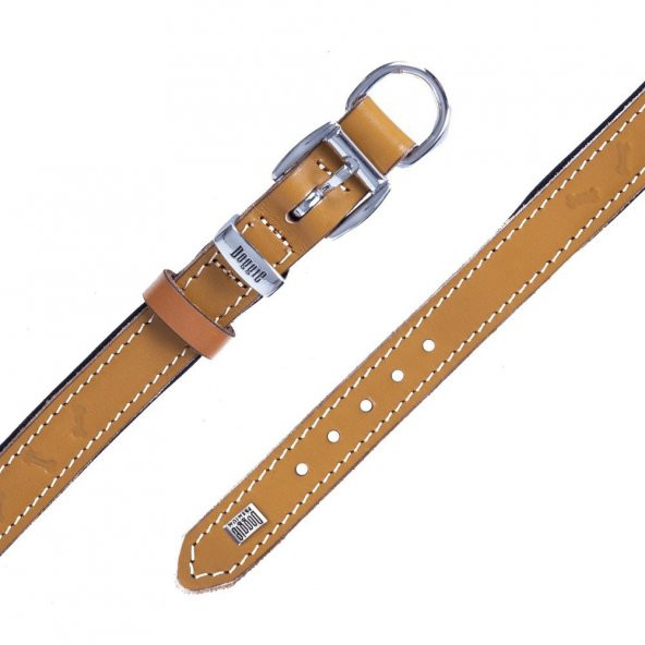 Doggie Deri Kemik Desenli Boyun Tasması M 2x35-40cm Camel - Resim 4