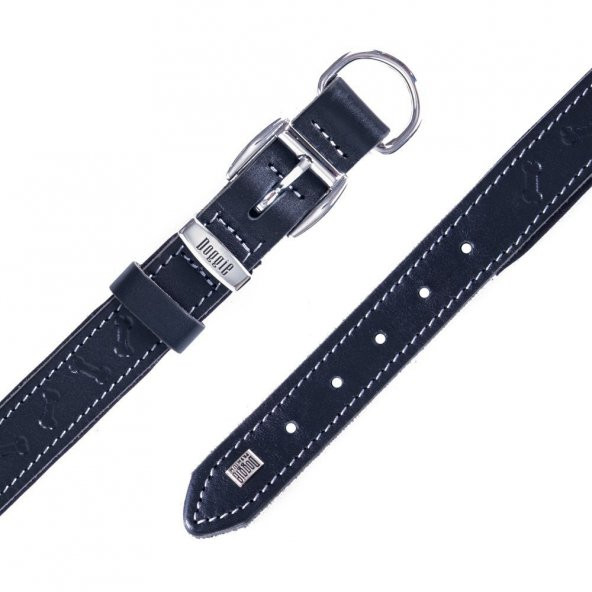 Doggie Deri Kemik Desenli Boyun Tasması M 2.5x37-45cm Siyah - 4
