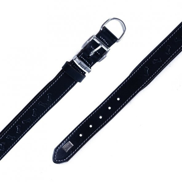 Doggie Deri Kemik Desenli Boyun Tasması M 3x42-50cm Siyah - 4