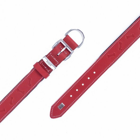 Doggie Deri Kemik Desenli Boyun Tasması M 4x52-60cm Kırmızı - 4