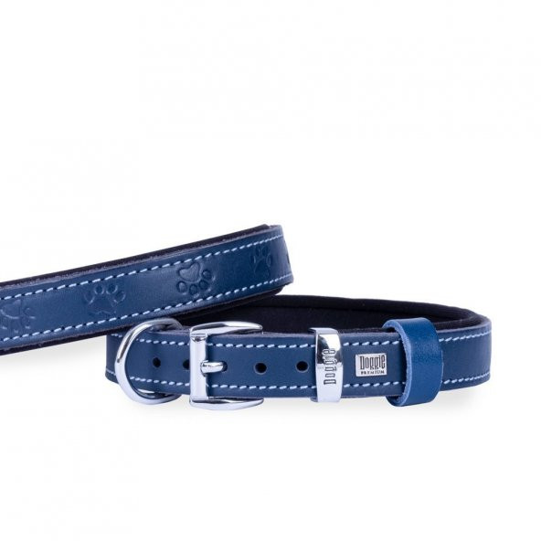 Doggie Deri Pati Desenli Boyun Tasması S 2x30-35cm Royal Mavi