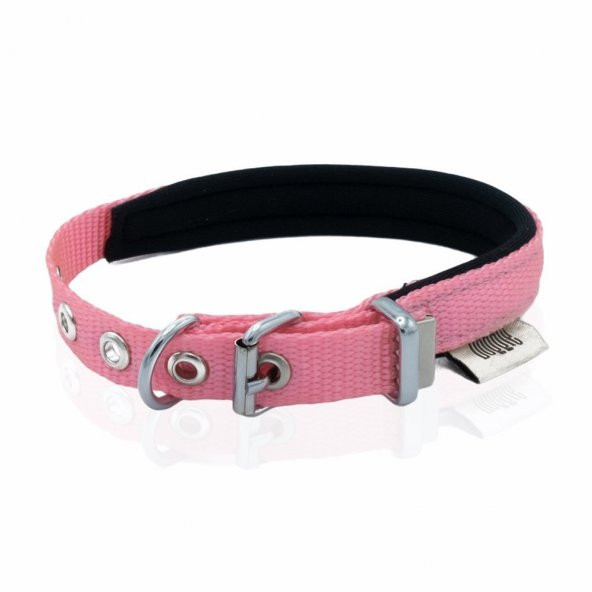 Doggie Comfort Yumuşak Dokuma Köpek Boyun Tasması M 1.5x25-30cm Pembe