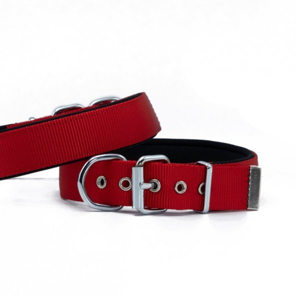 Doggie Comfort Yumuşak Dokuma Köpek Boyun Tasması M 3x42-50cm Kırmızı