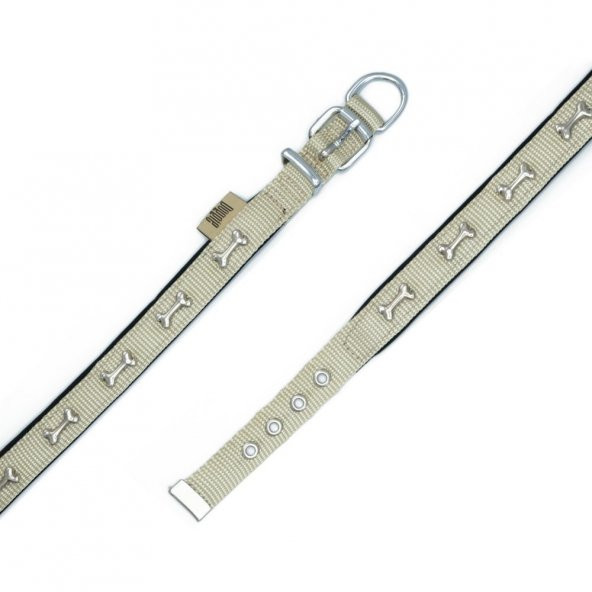 Doggie Comfort Metal Kemik İşlemeli Köpek Boyun Tasması S 2x30-35cm Haki - Resim 4