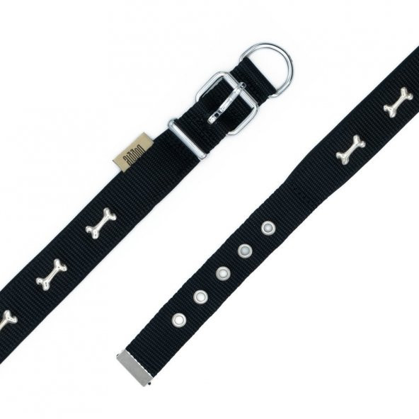 Doggie Comfort Metal Kemik İşlemeli Köpek Boyun Tasması M 2.5x37-45cm Siyah - 4