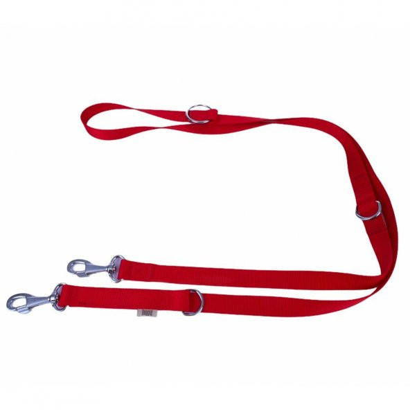 Doggie Dokuma Ayarlanabilir Özellikli Köpek Gezdirme Kayışı M 2.5x120-200cm Kırmızı