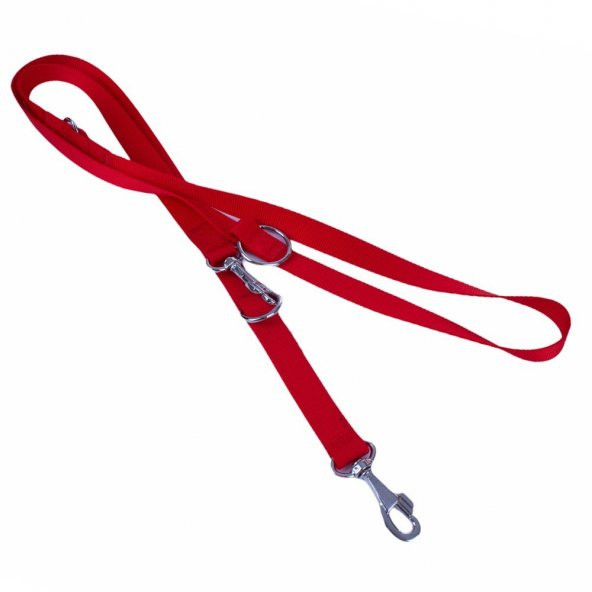 Doggie Dokuma Ayarlanabilir Özellikli Köpek Gezdirme Kayışı M 2.5x120-200cm Kırmızı - Resim 2