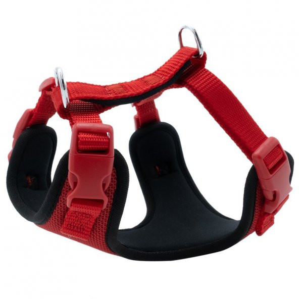 Doggie Havalı Dokuma Köpek Göğüs Tasması XS 1.5x35-45cm Kırmızı