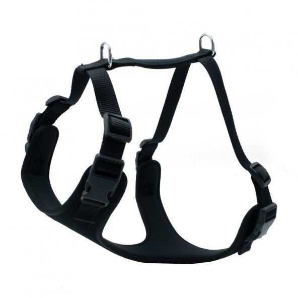 Doggie Havalı Dokuma Köpek Göğüs Tasması M 2x45-55cm Siyah