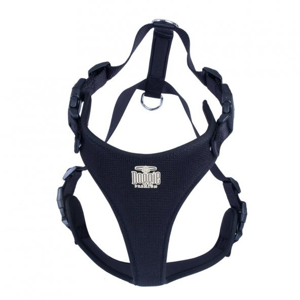 Doggie Havalı Dokuma Köpek Göğüs Tasması XL 2.5x65-75cm Siyah - 2