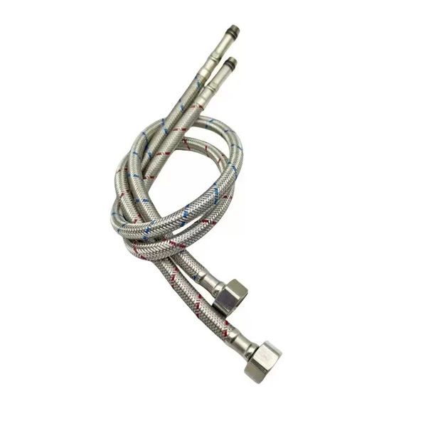 Flex Hortum 3/8" Erkek 1/2" Dişi 60cm 3/8-1/2 M/F Paslanmaz Çelik Örgülü 2 Adet Sıcak Soğuk Renkli - 2