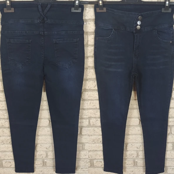 Yüksek Bel Likralı Jean Pantolon 90 Cm - 10