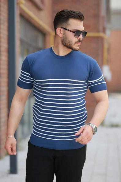 Erkek çizgi Desenli Bisiklet Yaka Kısa Kollu T-sihrt ürün görseli 1