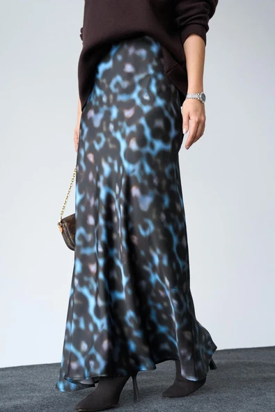 Uzun Saten ETEK - Siyah-Mavi - Resim 4