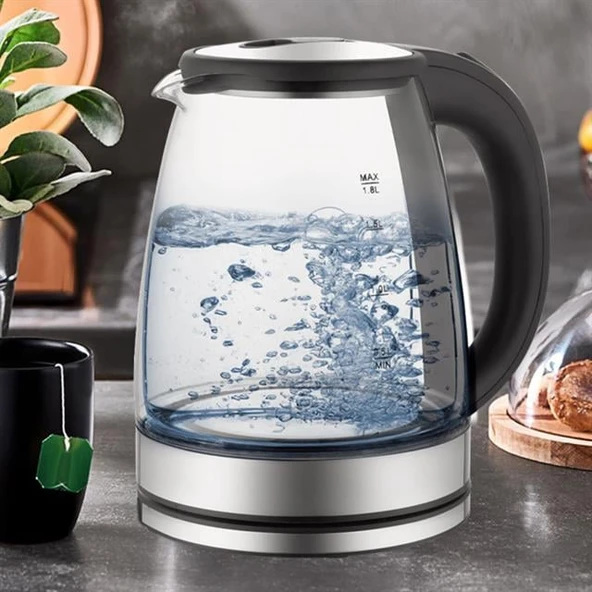 Crown CRW-7204 1500W 1.8 Litre Cam Hazneli Su Isıtıcı Mutfak Kettle - 4