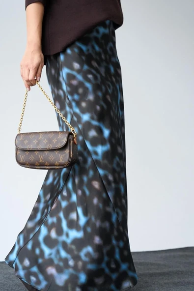 Uzun Saten ETEK - Siyah-Mavi - Resim 3