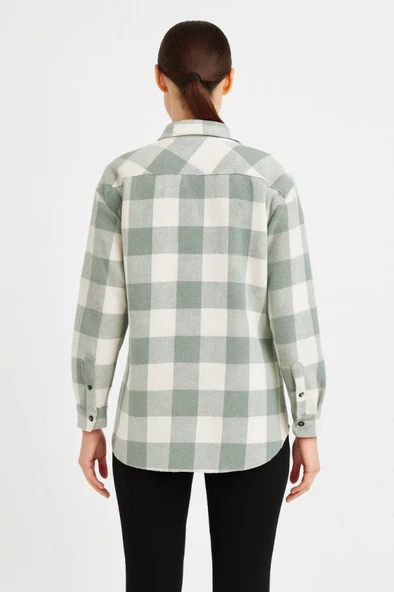 Uzun Kollu Oduncu Gömlek - Su Yeşili - 2