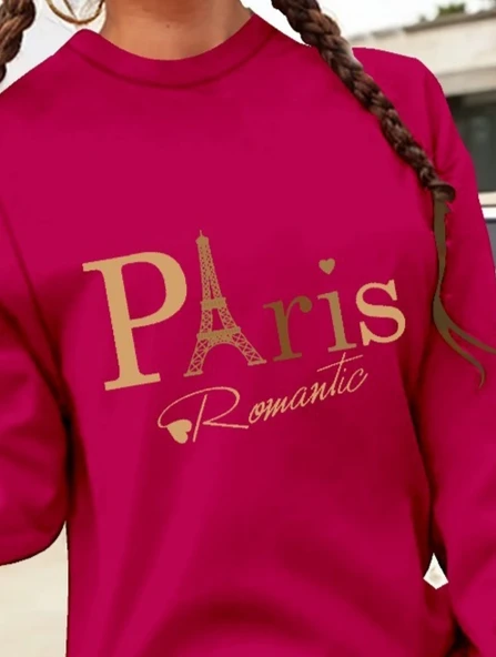 Kadın Uzun Kollu Bisiklet Yaka Yazılı Kısa Viskon Iki Iplik Elbise - 2