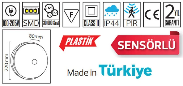 HOROZ BOLKAR-20W BEYAZ SENSÖRLÜ GLOP ARMATÜR (BEYAZ KASA) - Resim 2