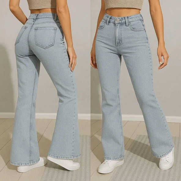 Kadın Yüksek Bel Bol Paça Pantolon ürün görseli