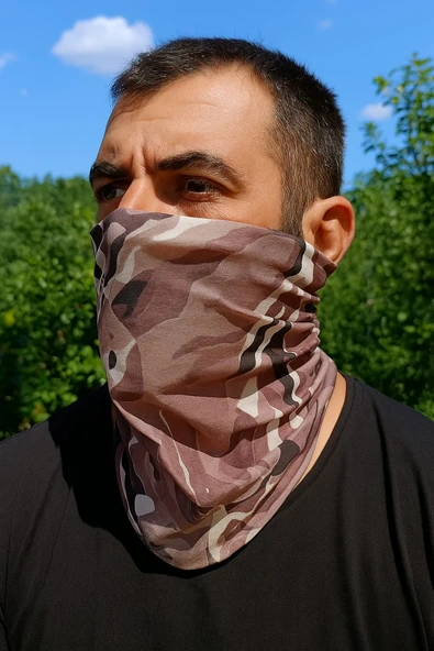 Motorcu KAHVE KAMUFLAJ Buff Maske Outdoor Boyunluk Unisex Bandana