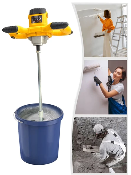 Germany Style 8015 1800 Watt Bakır Sargı Devir Ayarlı Elektrikli Alçı Boya Ve Harç Karıştırıcı Mikser - 2