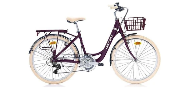 Carraro Juliet 26 jant 430H 21V VB Şehir Bisikleti Mürdüm Krem - Resim 2