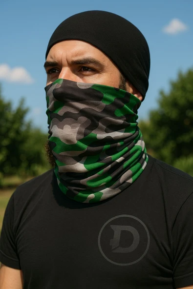 Motorcu YEŞİL KAMUFLAJ Buff Maske Outdoor Boyunluk Unisex Bandana - 3