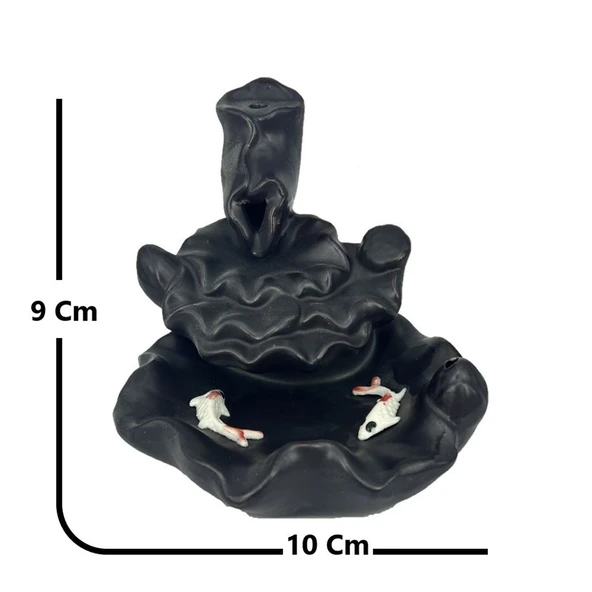 Porselen Geri Akış Tütsü Brülörü +5 Aromatik Tütsü CA3 Siyah - Resim 3