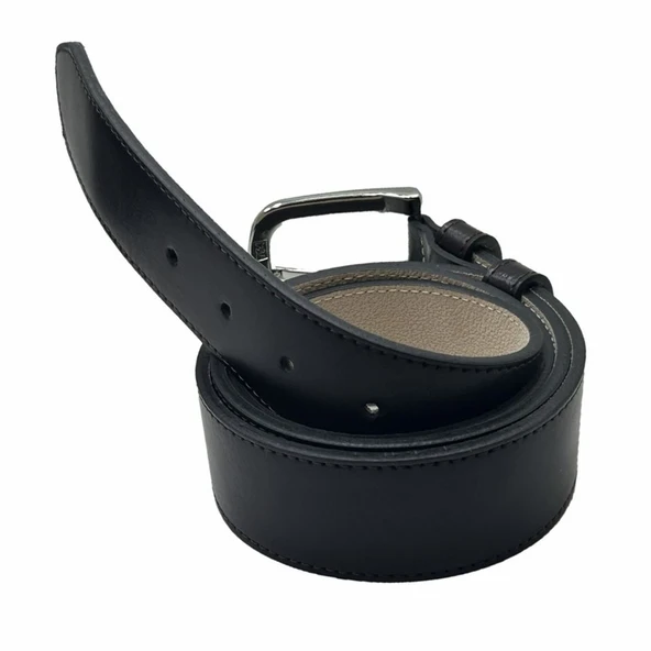 Hakiki Deri Çift Katlı Erkek Kemer Şık ve Dayanıklı Kahve - Resim 4