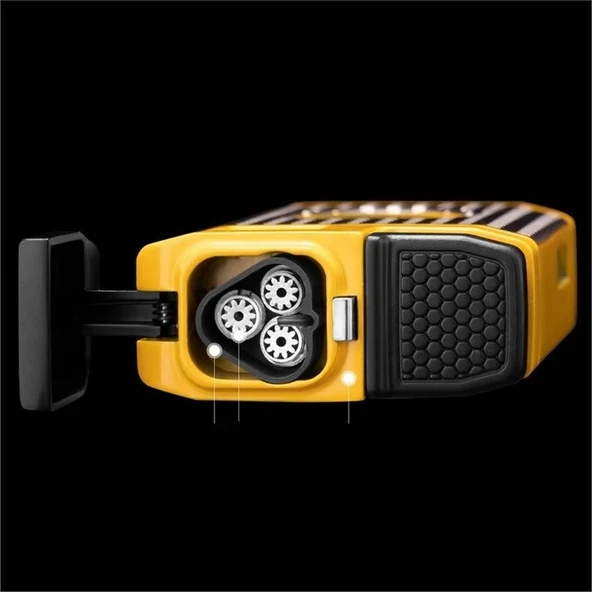 CM0650 3 Jet Torch Kesicili Puro Çakmağı Sarı - Resim 2