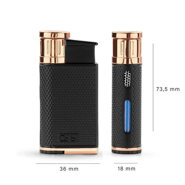 Colibri Evo Storm Çift Alevli Çakmak Puro Çakmağı Rose Siyah - Resim 5