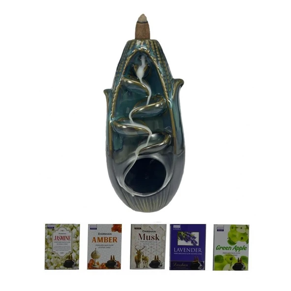 Porselen Geri Akış Tütsü Brülörü +5 Aromatik Tütsü CA7 Yeşil ürün görseli