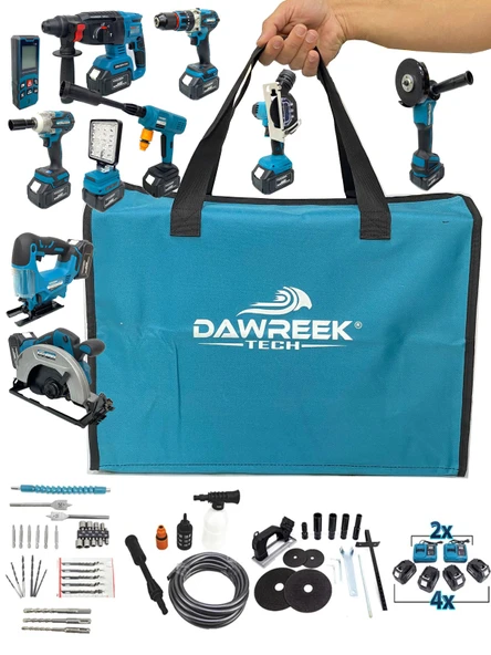 Germany Style DawreekTech 10'lu Şarjlı Pro Set Kırıcı-Taşlama-Matkap-Daire Testere-Yıkama-Dekupaj - 2