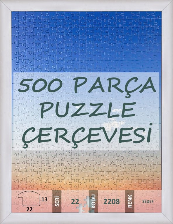 500 Parça Puzzle Çerçevesi - Ölçü Seçenekli - 2208 - Sedef