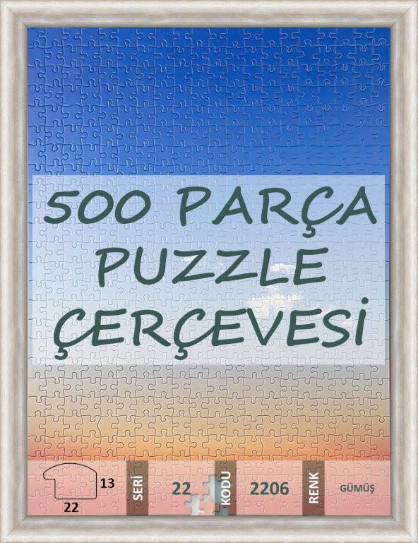 500 Parça Puzzle Çerçevesi - Ölçü Seçenekli - 2206 - Gümüş