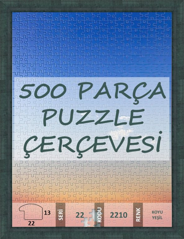 500 Parça Puzzle Çerçevesi - Ölçü Seçenekli - 2210 - Koyu Yeşil