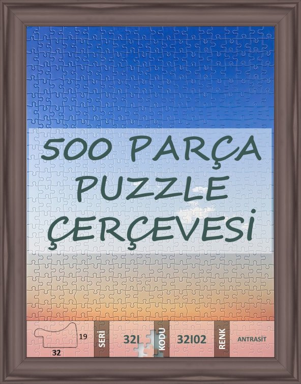 500 Parça Puzzle Çerçevesi - Ölçü Seçenekli - 32I02 - Antrasit