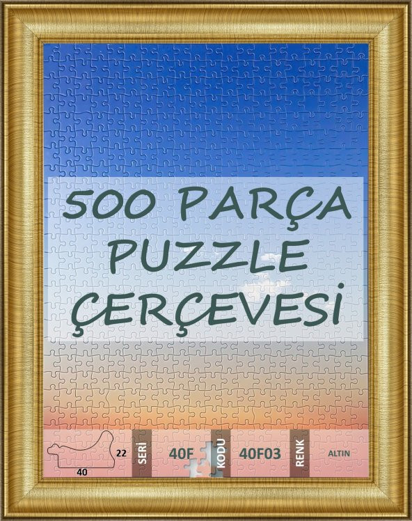 500 Parça Puzzle Çerçevesi - Ölçü Seçenekli - 40F03 - Altın