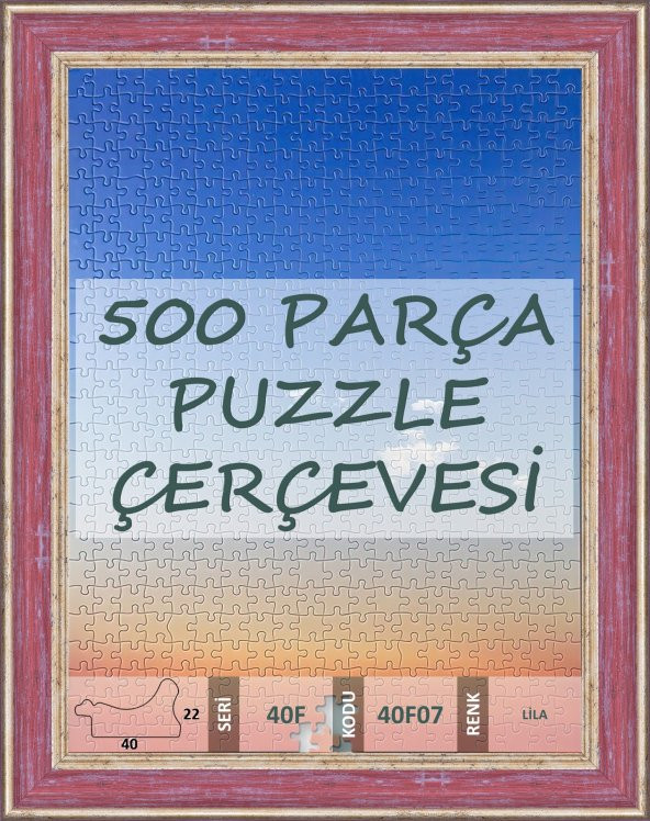500 Parça Puzzle Çerçevesi - Ölçü Seçenekli - 40F07 - Lila